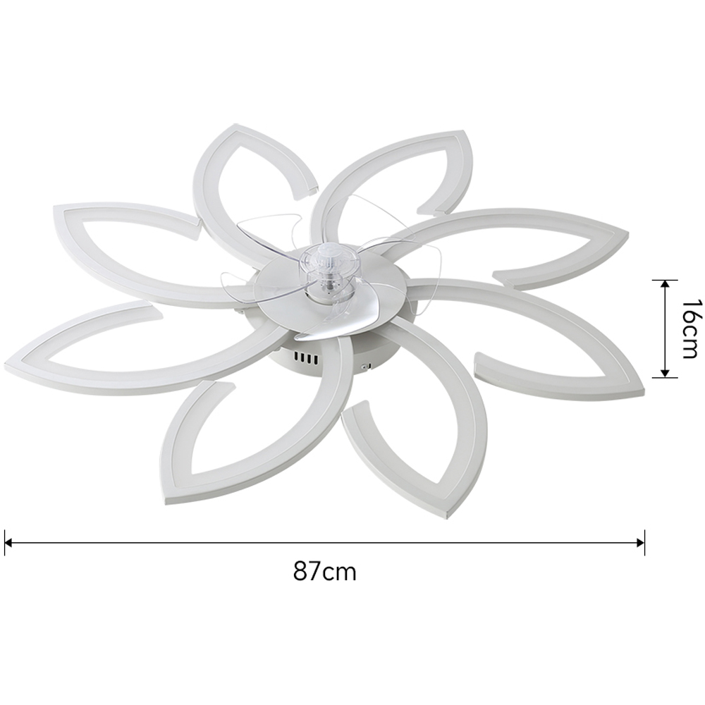 Living and Home White Flower Shaped LED Ceiling Mount Fan Light with 6 Speeds 34 inch Image 9