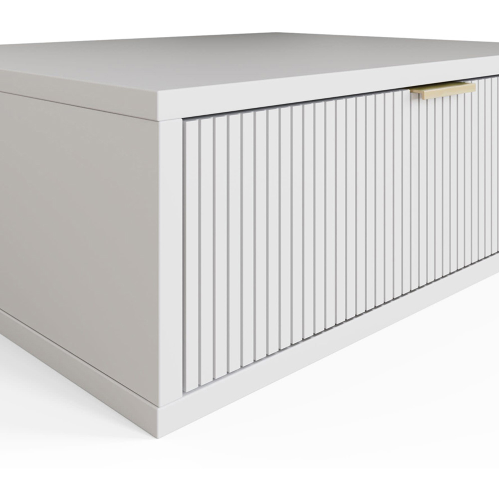 GFW Sienna Single Drawer White Ribbed Wall Mounted Bedside Table Image 6