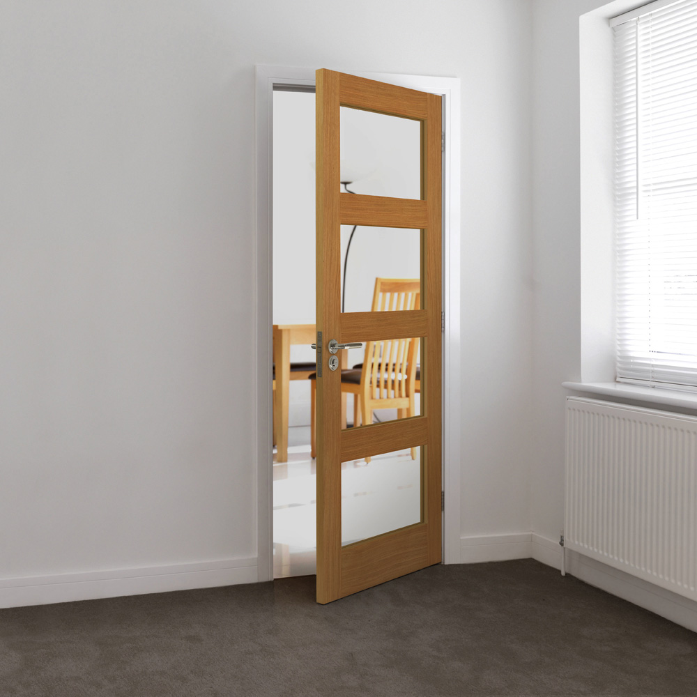 JB Kind Nevis Shaker Oak Glazed Internal Door 1981 x 762mm Image 2