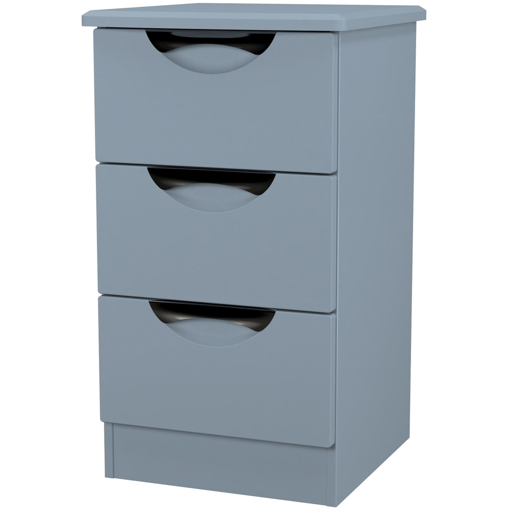 Crowndale Camden 3 Drawer Denim Blue Bedside Cabinet Ready Assembled Image 3