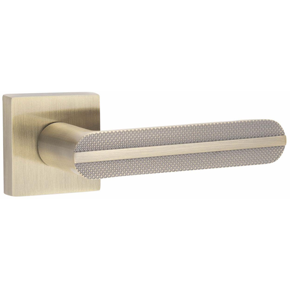 Golden Grace Antique Brass Modern Lima Knurled Door Handle Set Image 3