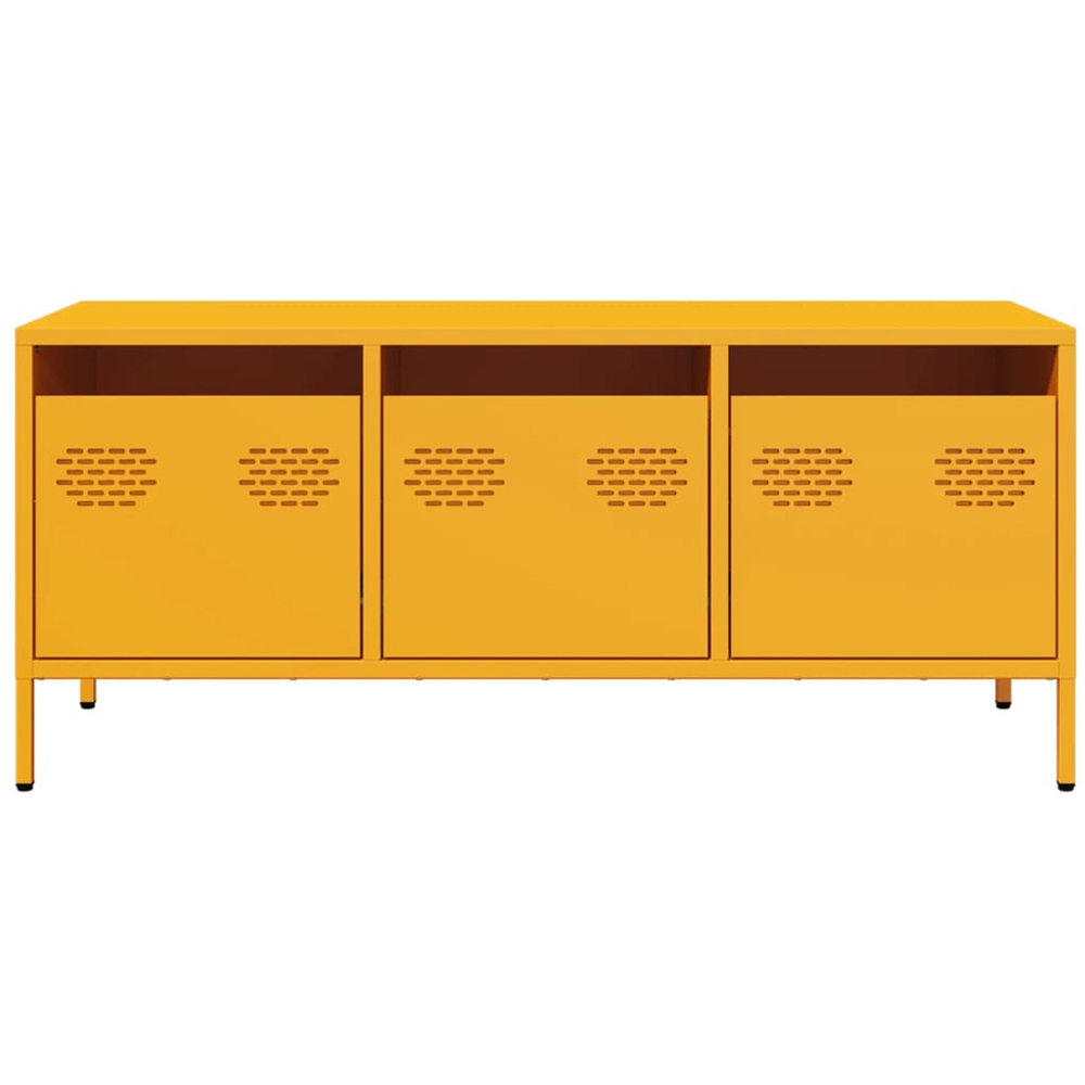 vidaXL 3 Drawer Mustard Yellow Cold-Rolled Steel TV Cabinet Image 4