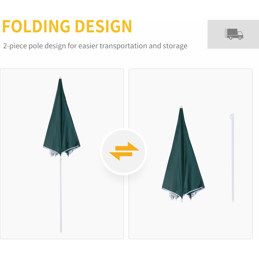 Outsunny Dark Green Parasol with Side Panel 2.2m Image 6