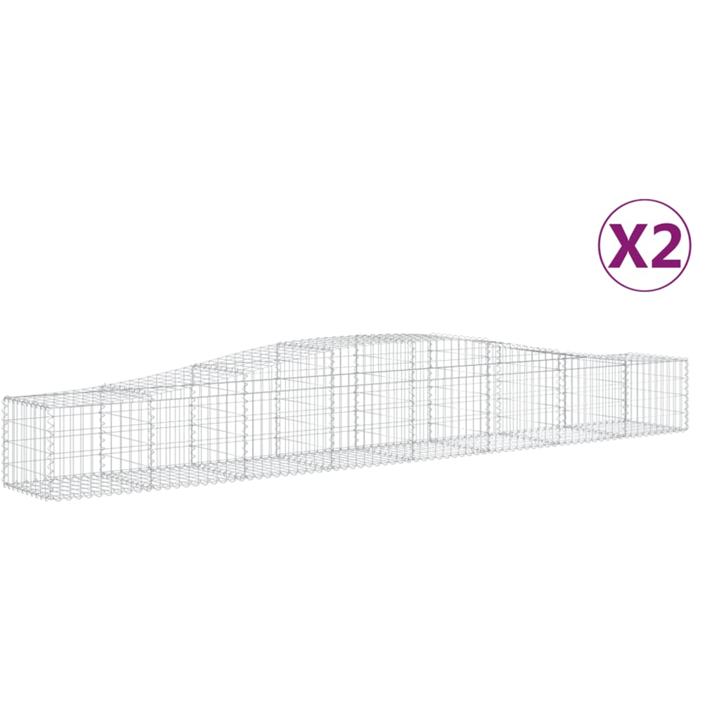 vidaXL Silver Galvanised Iron Arched Gabion Basket 400 x 50 x 40/60cm 2 Pack Image 2