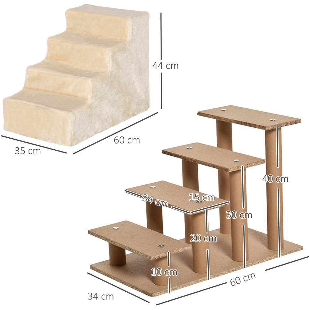 PawHut 4 Step Small Pets Soft Flannel Portable Pet Stairs Image 7