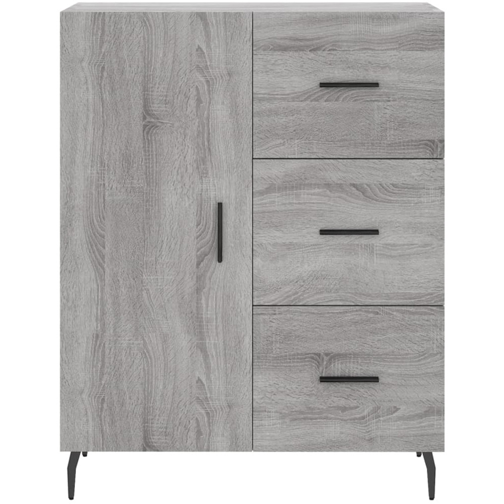 vidaXL 3 Glass and Wood Door 3 Drawer Grey Highboard with Black Handle Image 8
