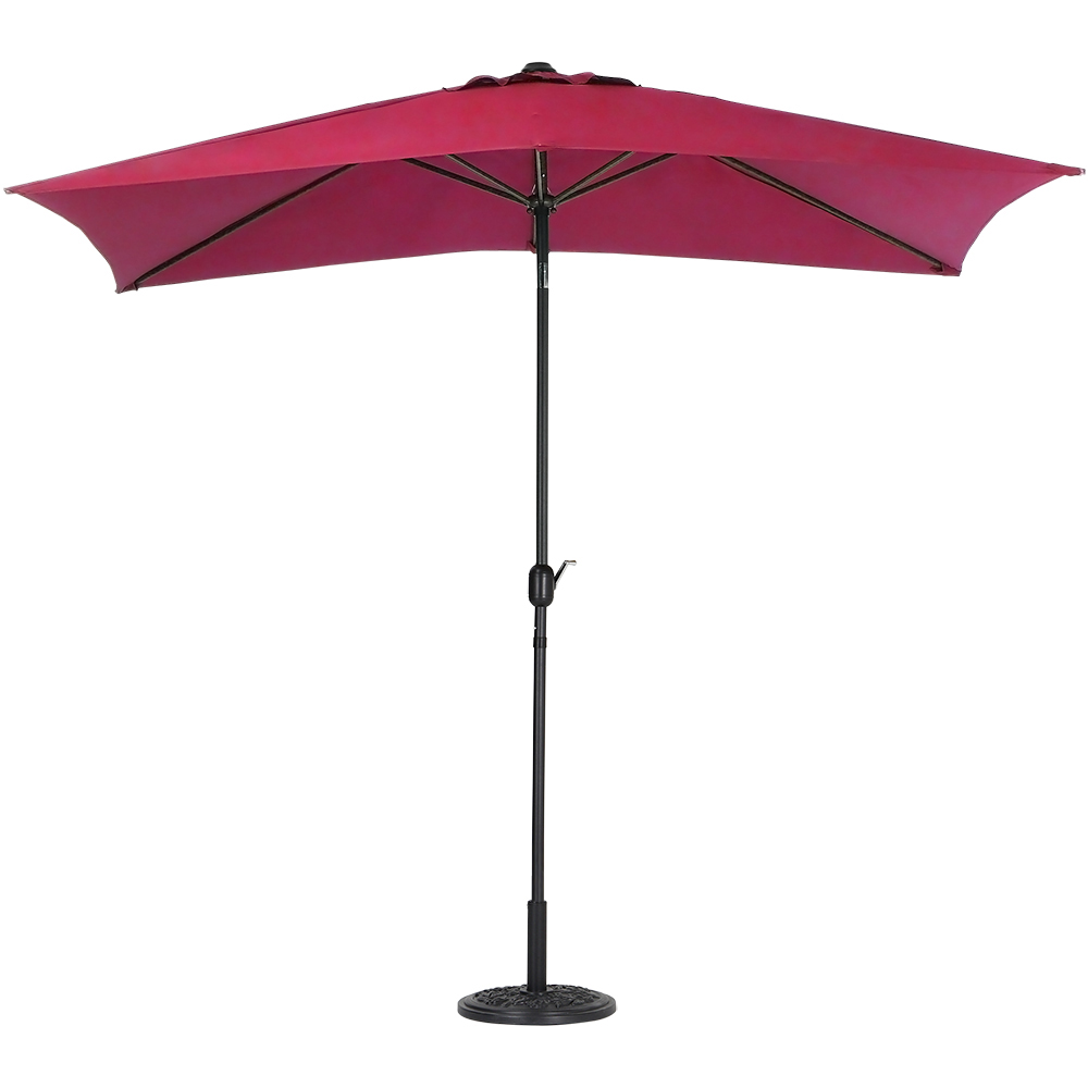 Living and Home Red Square Crank Tilt Parasol with Floral Round Base 3m Image 4