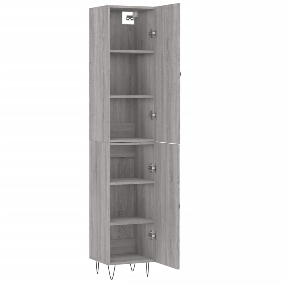 vidaXL 2 Door Grey Sonoma Tall Highboard with Metal Feet Image 4