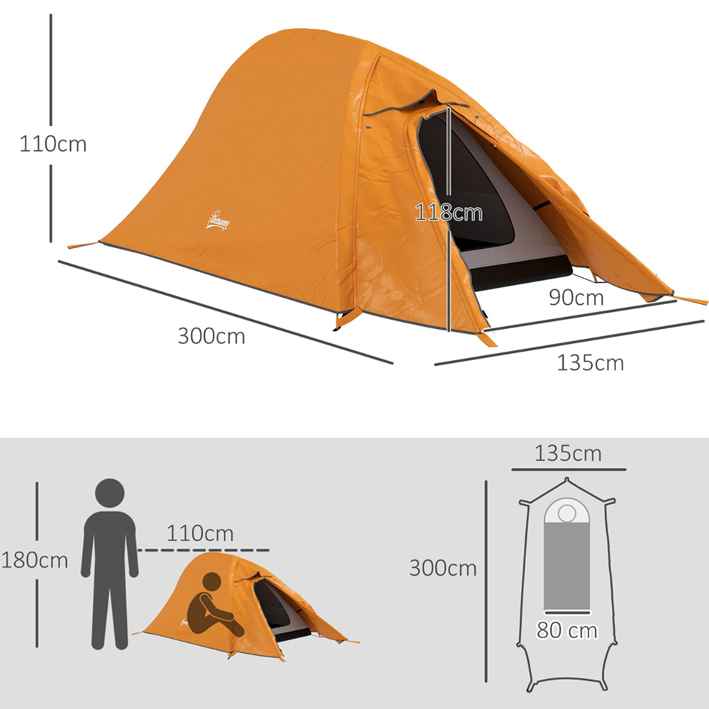 Outsunny 1-2 Person Camping Tent Orange Image 8