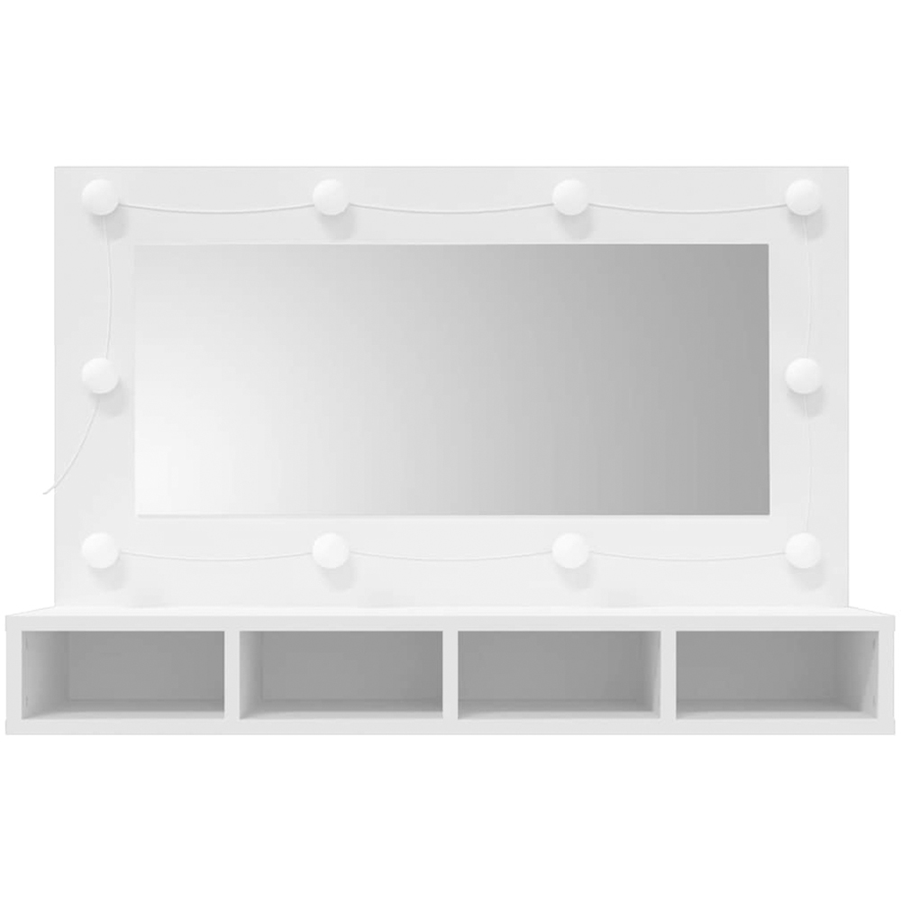 vidaXL 4 Open Shelf White LED Mirror Wall Mounted Bathroom Cabinet Image 4