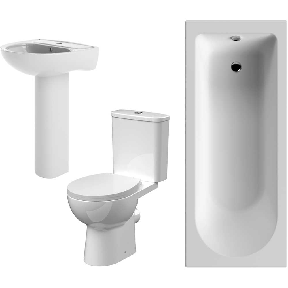 nuie 1700 x 700mm Round Single Ended Bath with Pan Cistern and Basin Image