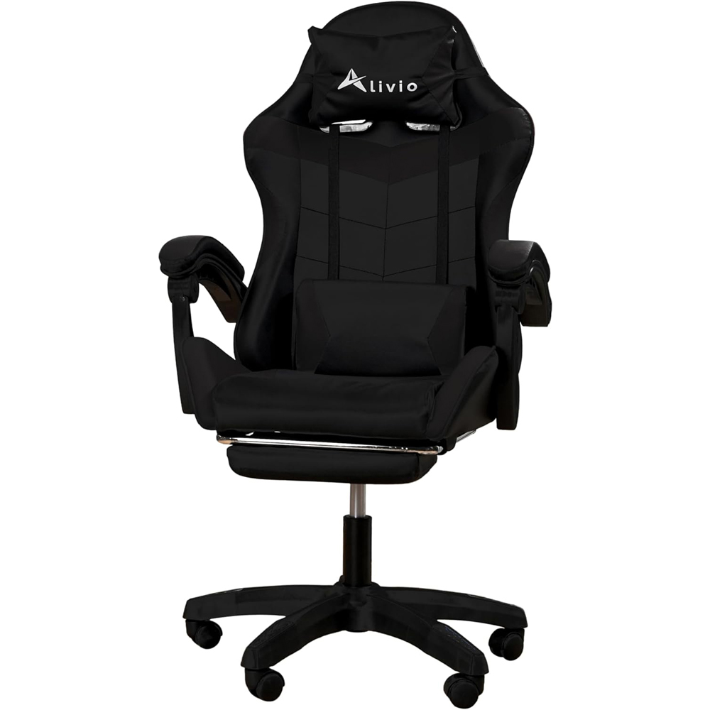 Alivio Black Ergonomic Swivel Gaming Chair with Footrest and Lumbar Support Image 2