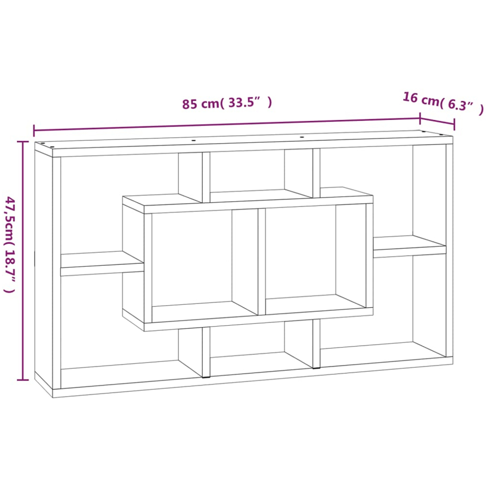 vidaXL 8 Shelf Brown Oak Wall Shelf  Image 7