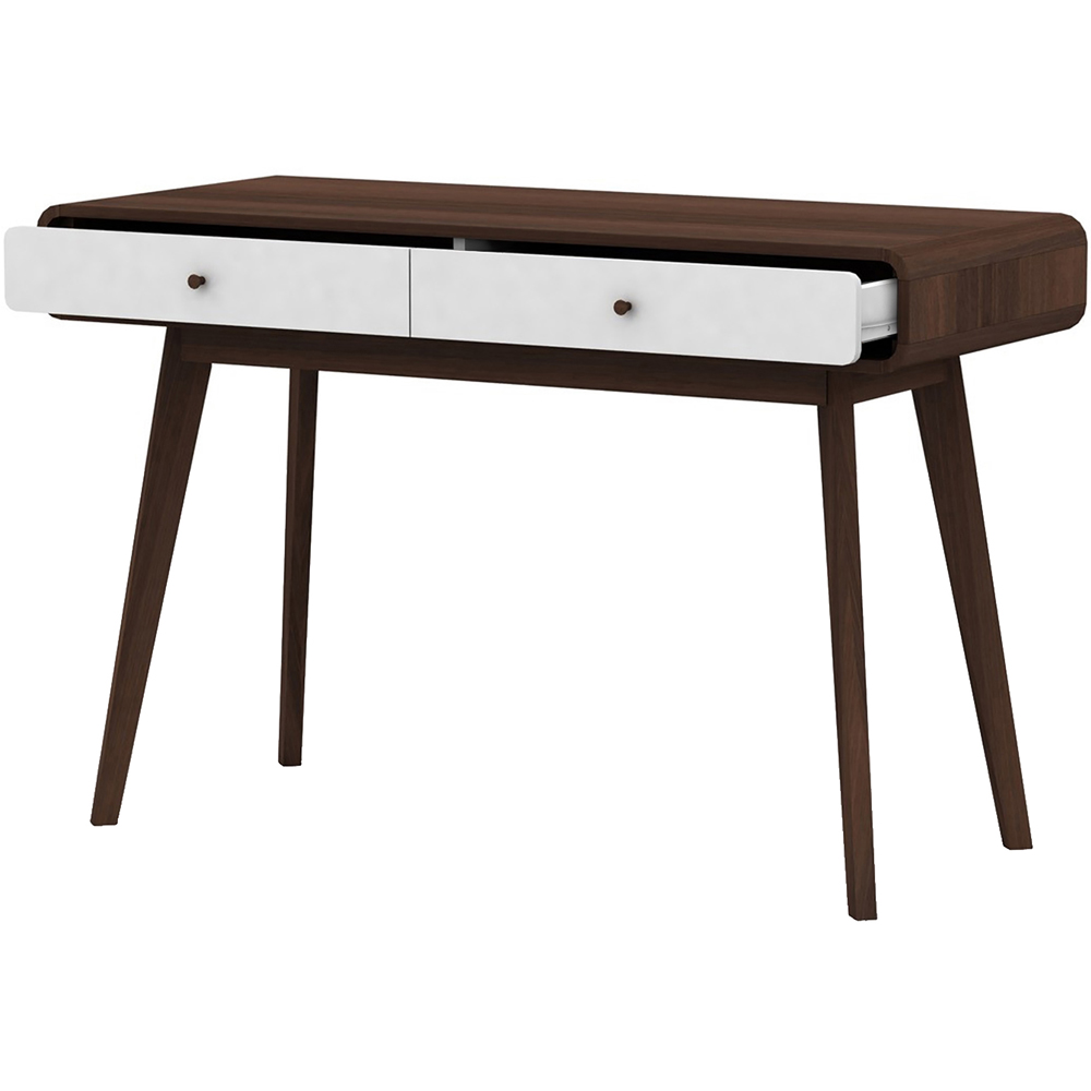 Loft24 Cassie 2 Drawer Walnut White Compact Desk Image 3