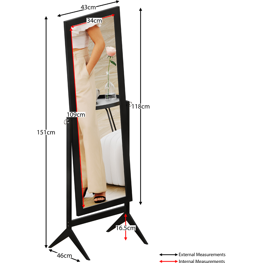 Vida Designs Nishano Black Rectangle Cheval Mirror Image 7