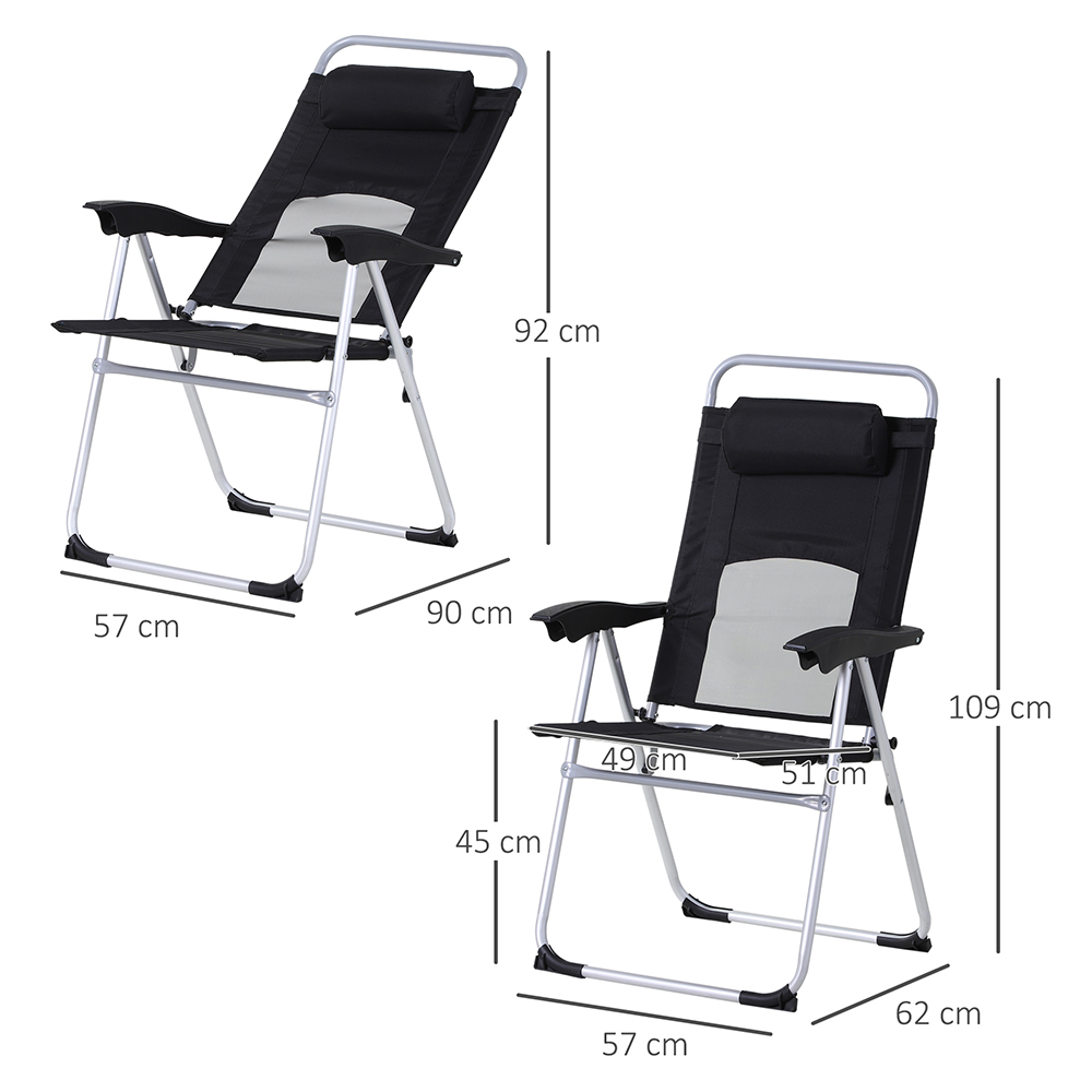 Outsunny 3 Position Patio Armchair Black Image 7