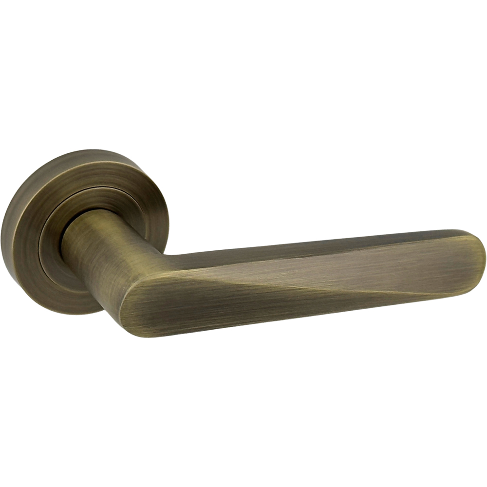 AXS Hardware Detroit Antique Brass Bathroom Door Handles on Rose Image 5