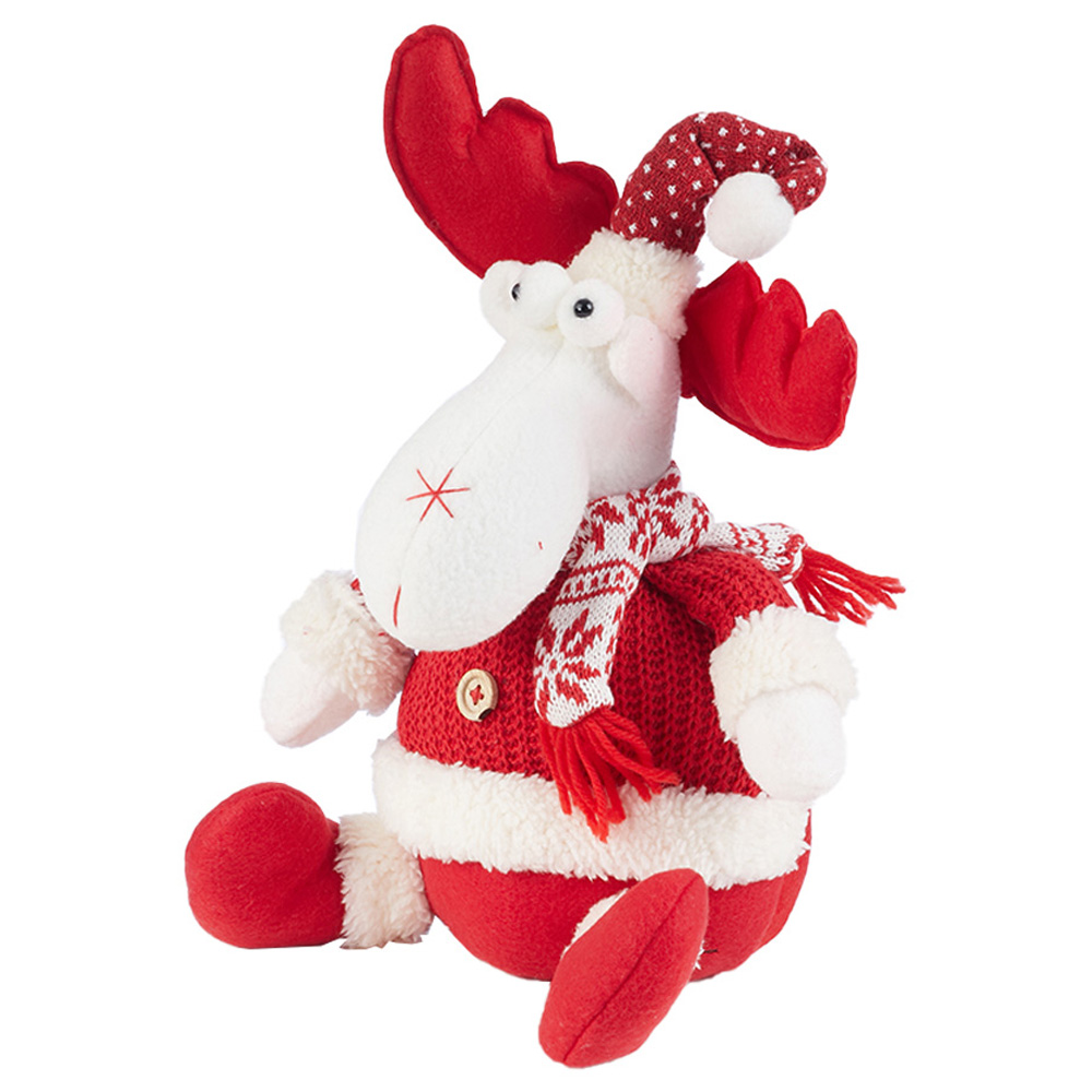 Living and Home Red and White Plush Reindeer Christmas Toy Image 3