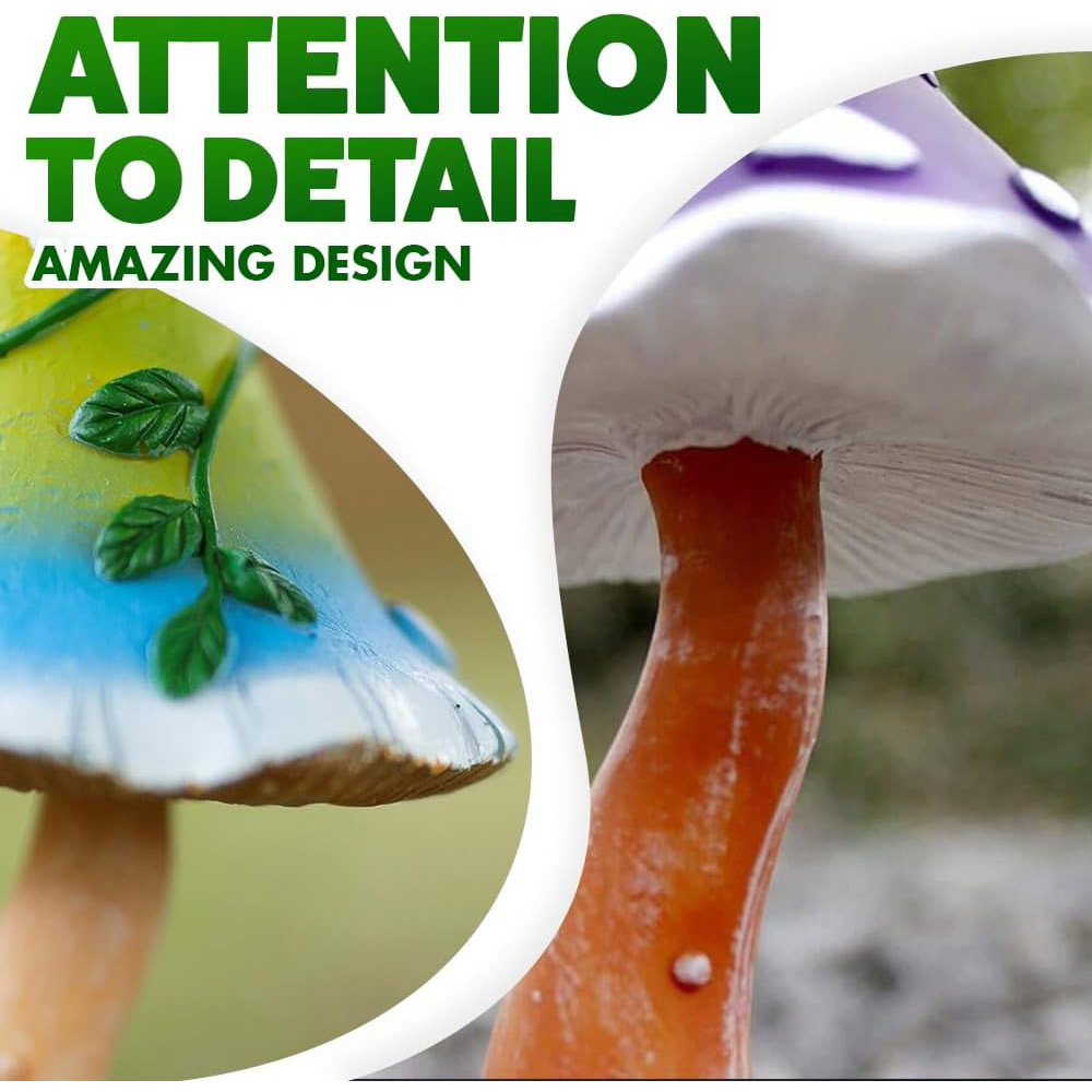 Marco Paul 2 Piece Resin Colourful Mushrooms Garden Ornament Image 5