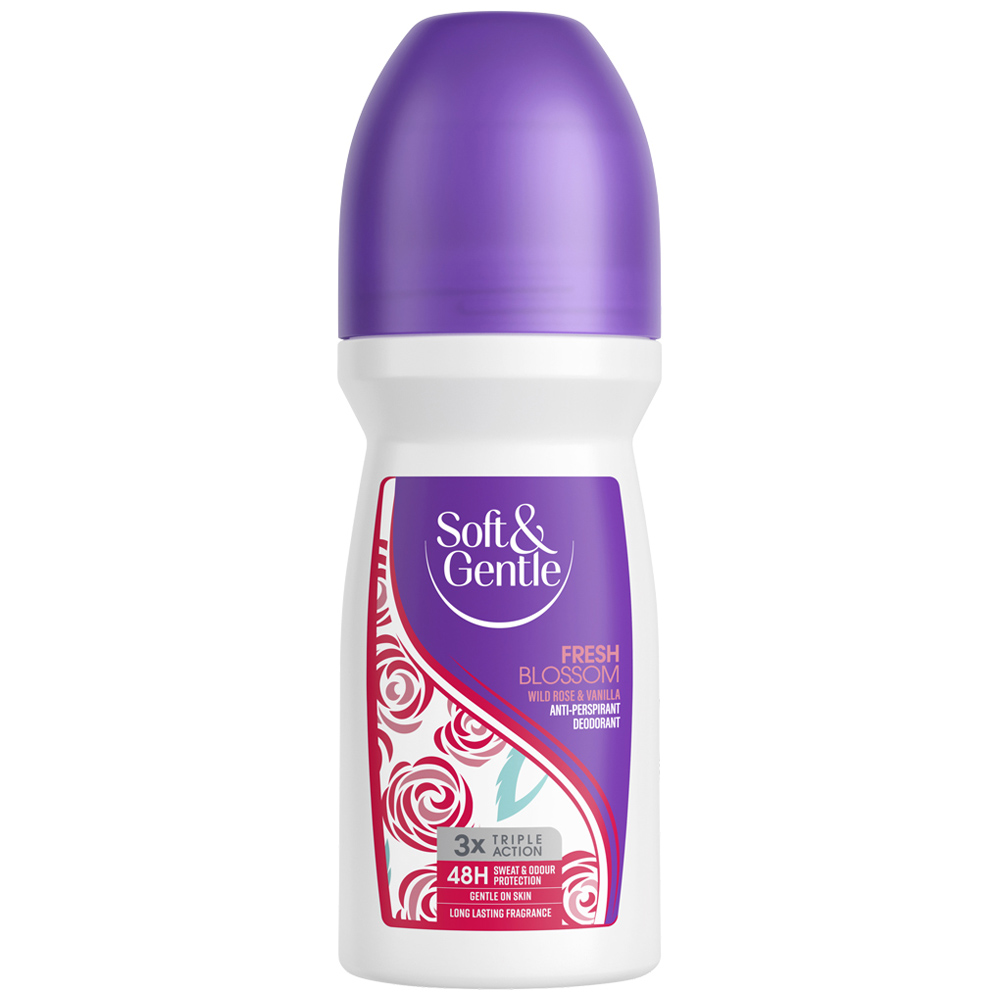 Soft and Gentle Fresh Blossom Wild Rose and Vanilla Anti-Perspirant Roll On Deodorant 100ml Image 1