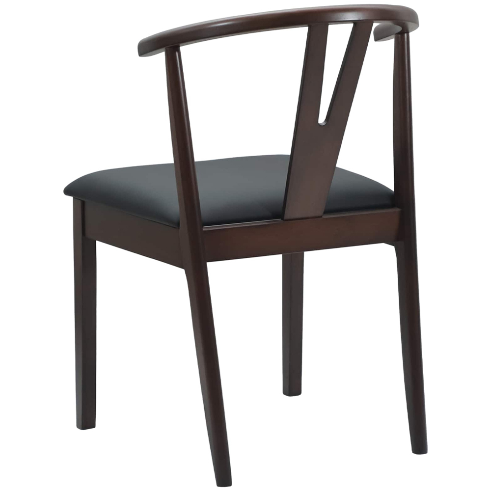 vidaXL Set of 2 Light Brown and Black Rubberwood Dining Chairs Image 4