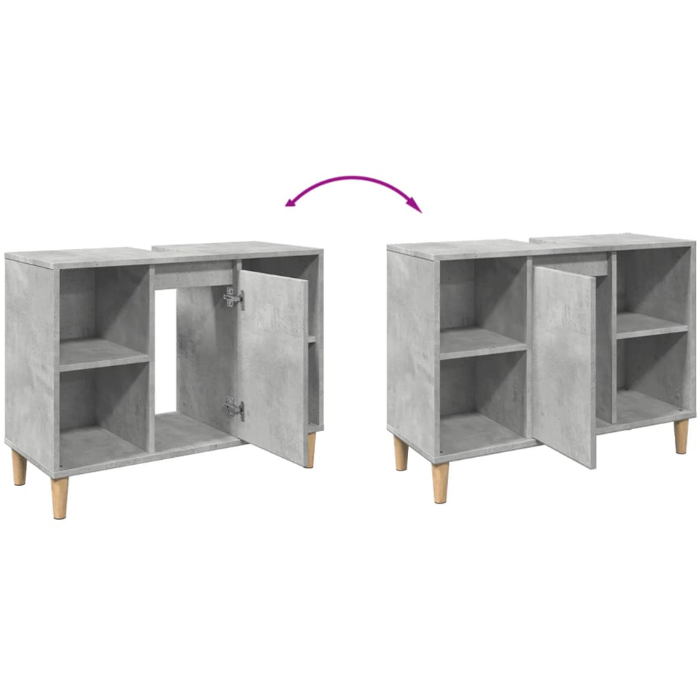 vidaXL Single Door 4 Shelf Grey Bathroom Cabinet Image 6
