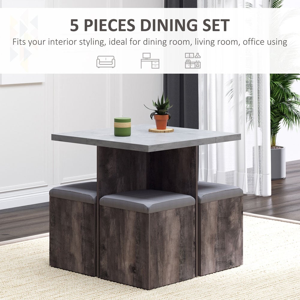 Portland 4 Seater Wooden Dining Set Grey Image 5