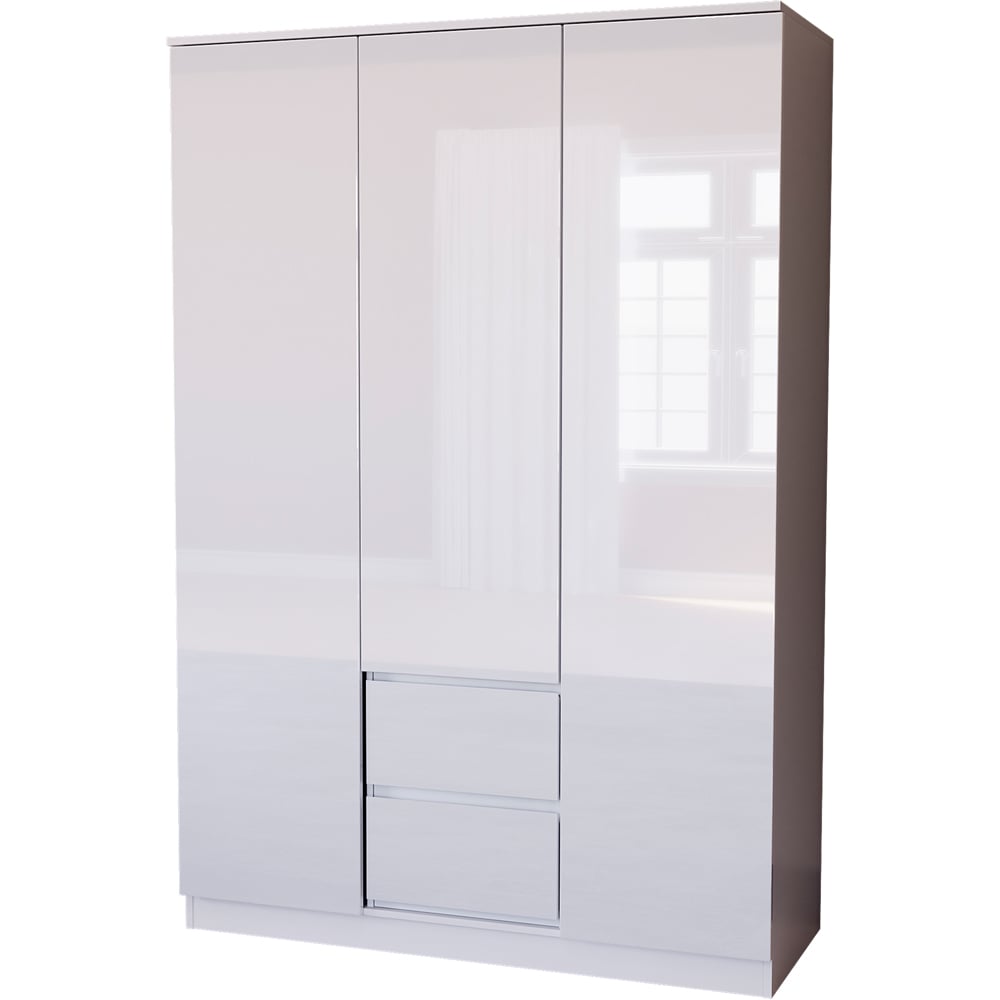 Vida Designs Glinton 3 Door 2 Drawer White Wardrobe Image 2