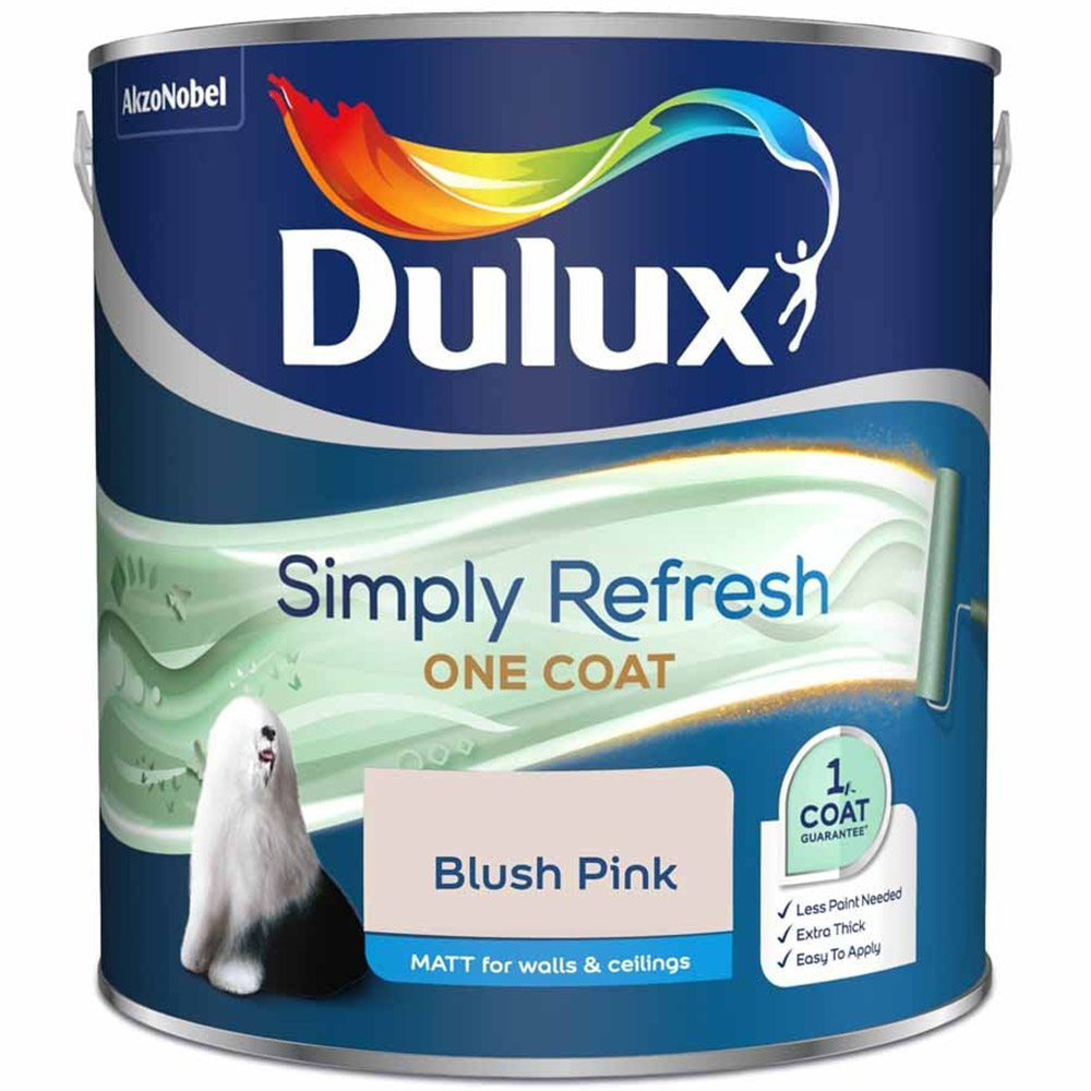 Dulux Simply Refresh One Coat Blush Pink Matt Emulsion Paint 2.5L Image 2