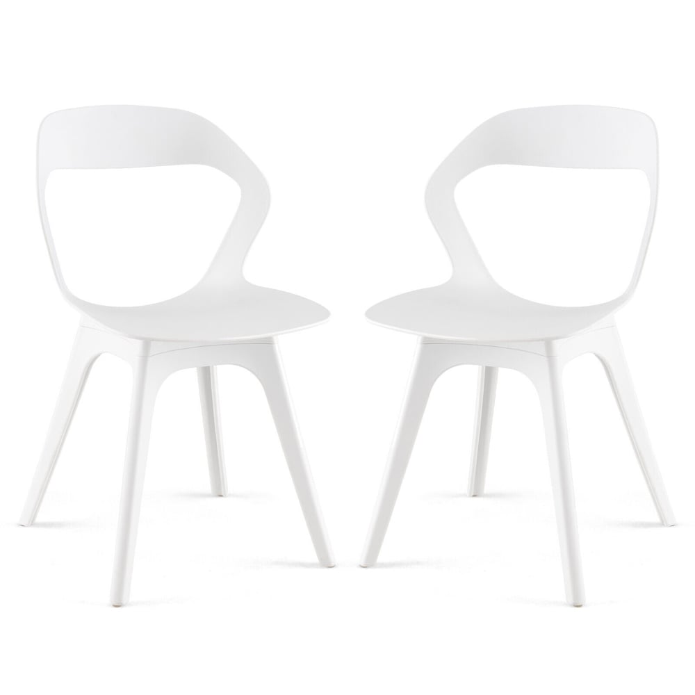 Costway Set of 2 White Wingback Dining Chairs Image 2