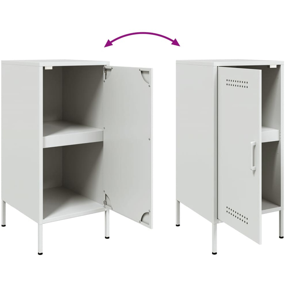 vidaXL Single Door White Steel Sideboard Image 9