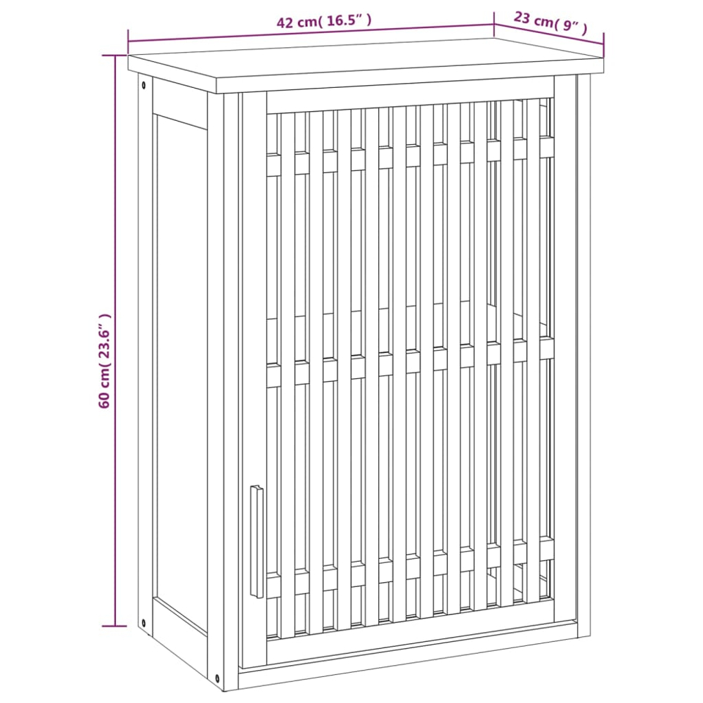 vidaXL Single Door Solid Walnut Wood Wall Mounted Bathroom Cabinet Image 6