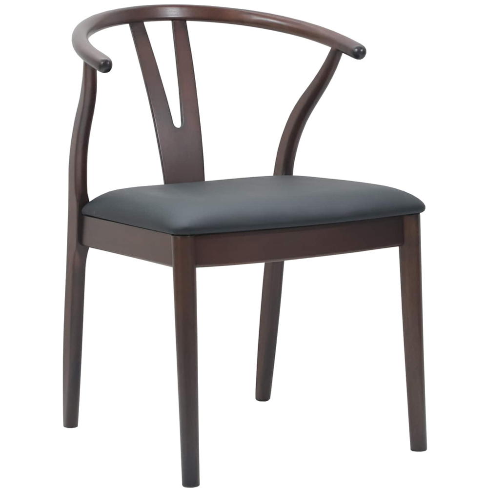 vidaXL Set of 2 Light Brown and Black Rubberwood Curved Vintage Dining Chairs Image 2