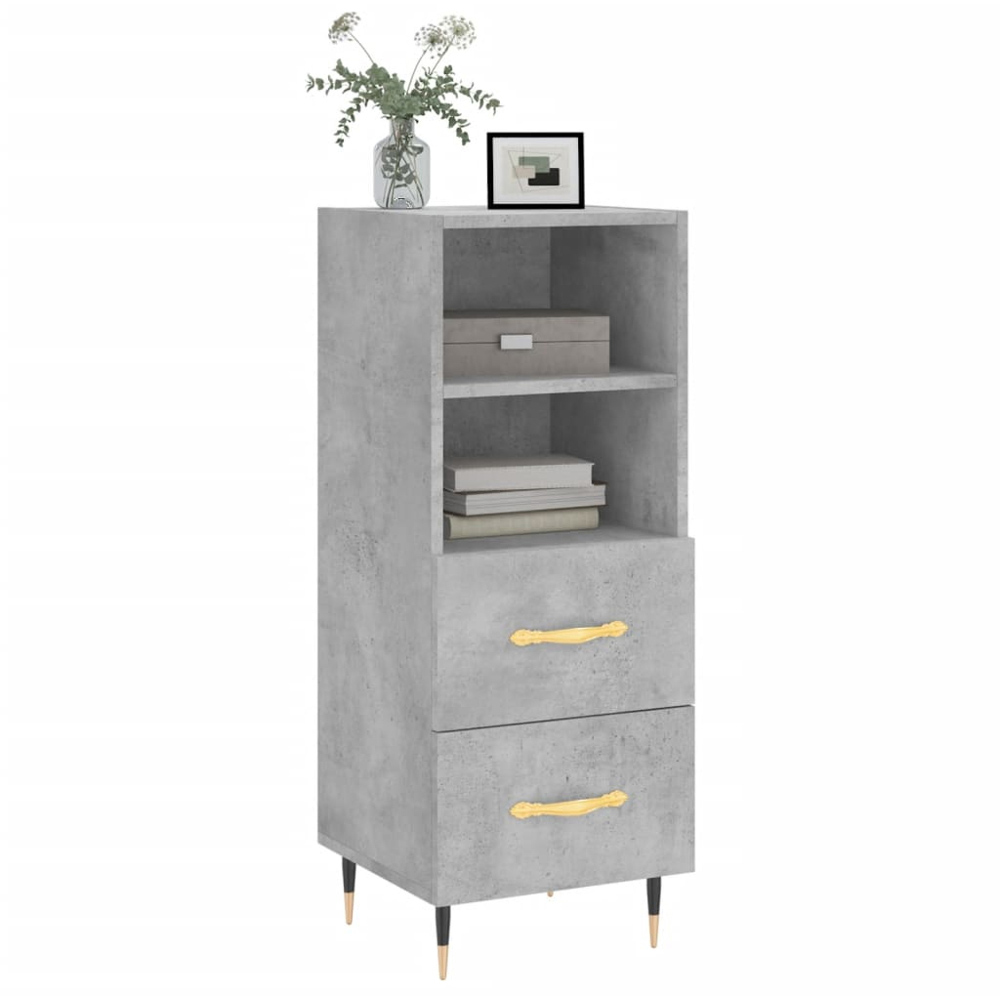 vidaXL 2 Drawer 2 Shelf Concrete Grey Sideboard Image 3