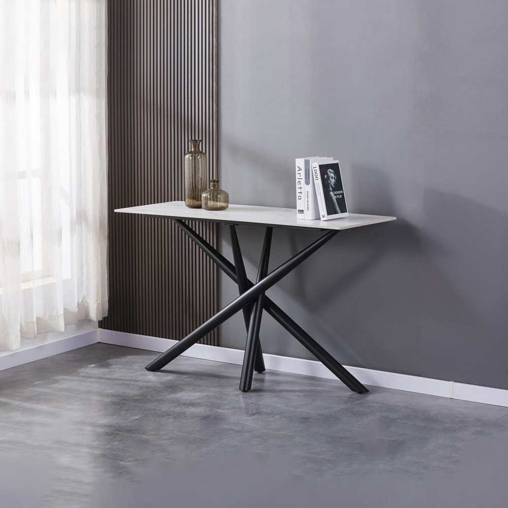 wilko Arlo White Wood Grain Ceramic Console Table Image 8