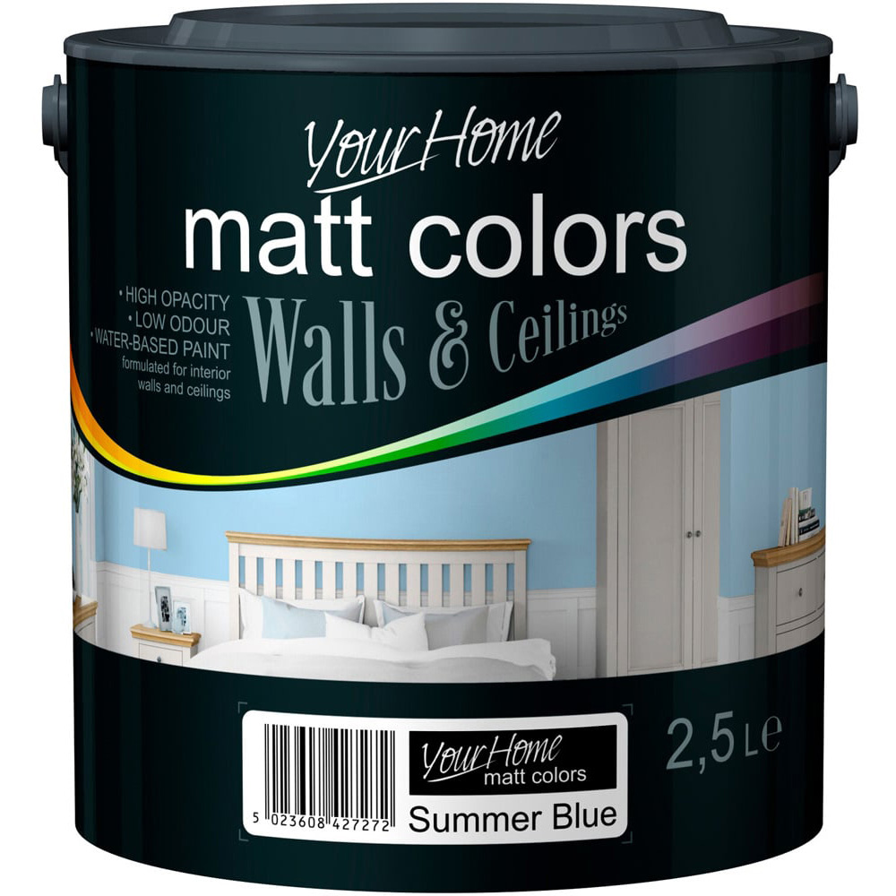Your Home Walls & Ceilings Summer Blue Matt Emulsion Paint 2.5L Image 2