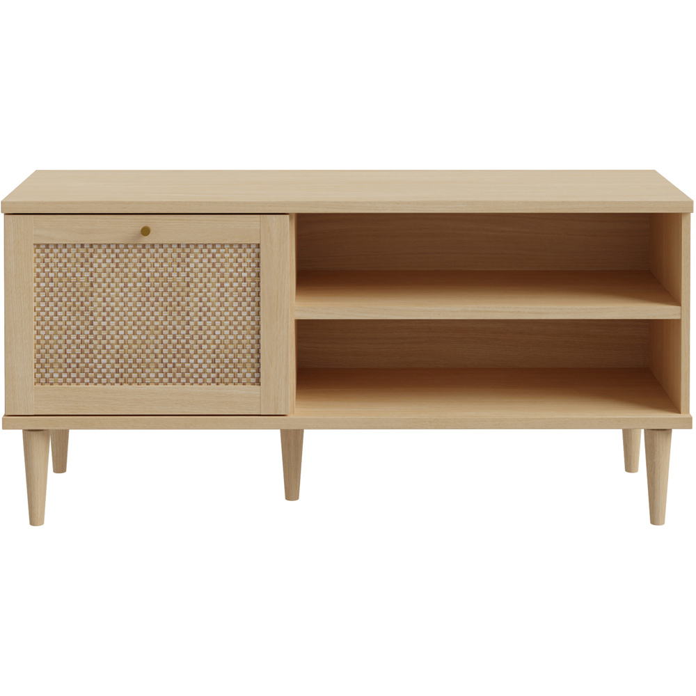 Florence Calasetta Single Door 2 Shelf Rattan Oak TV Unit Image 3