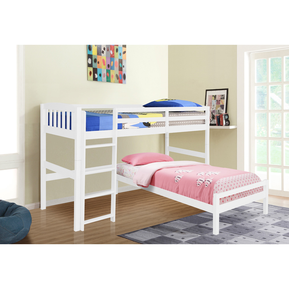 Comfy Living White Detachable Wooden Bunk Bed Image 2