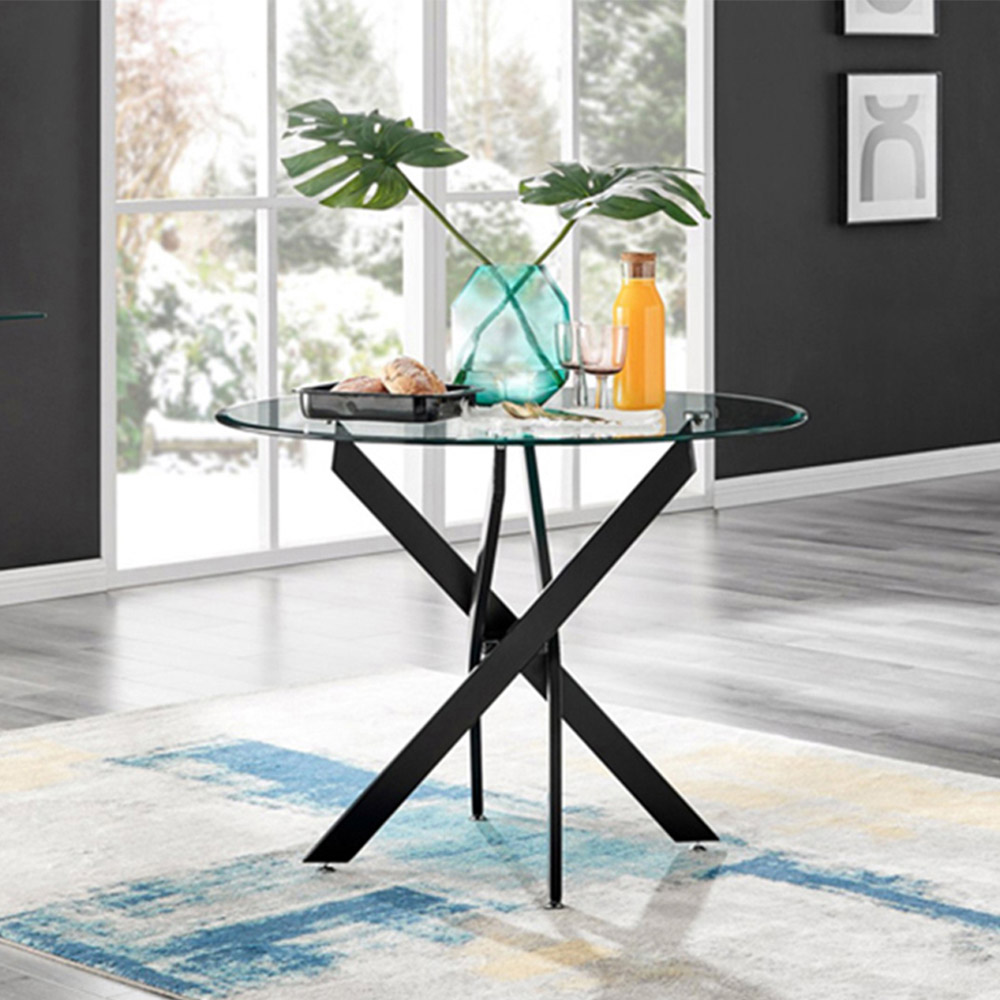 Furniturebox Arona Solara 4 Seater Round Dining Set Black Image 3