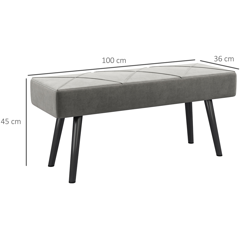 HOMCOM Grey Bed End Bench with X-Shape Design and Steel Legs Image 8