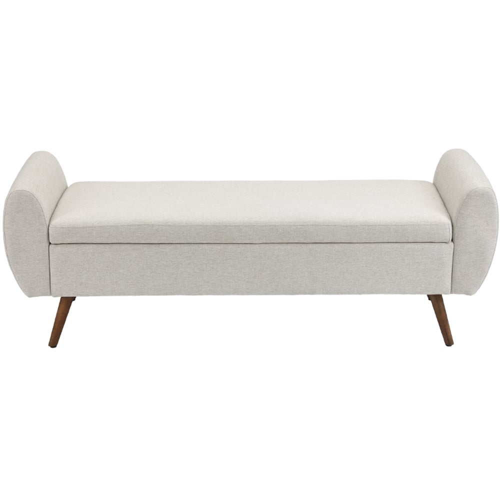 Living and Home Cream Linen Upholstered Storage Bench Image 2