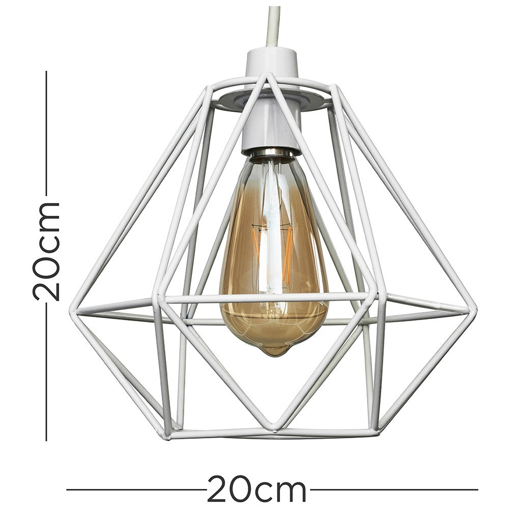 ValueLights Diablo White Industrial Wire Frame Pendant Shade Image 9