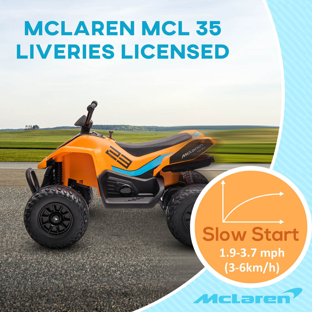 Tommy Toys McLaren MCL35 Liveries Kids Ride On Electric Quad Bike Orange 12V Image 2