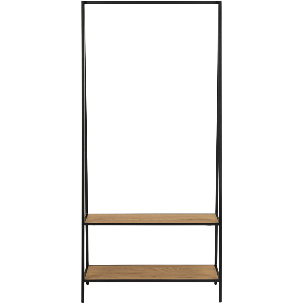 Florence Seaford 2 Shelf Oak and Black Metal Clothes Rack Image 3