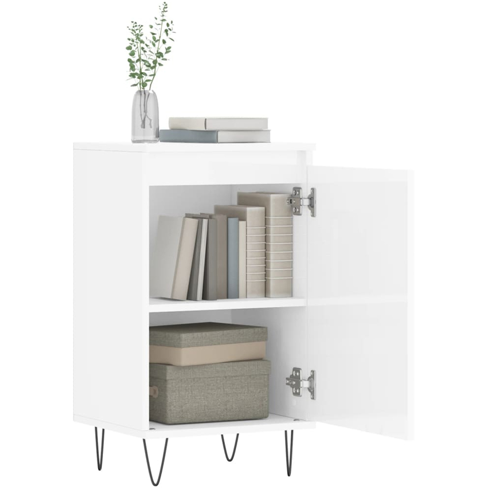 vidaXL Single Door High Gloss White Sideboard Set of 2 Image 4