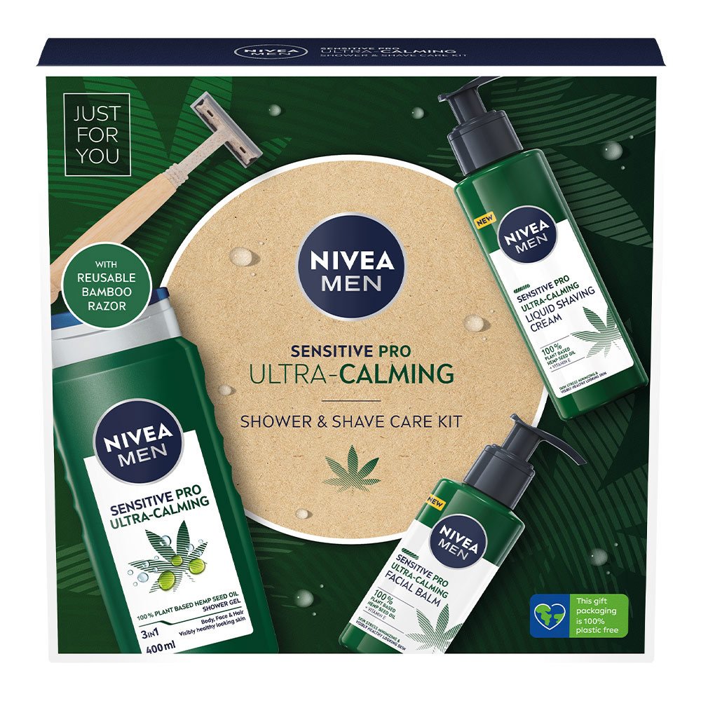 NIVEA Men Sensitive  Pro Ultra-calming Shower & Shave Care Trio Gift Set Image 1