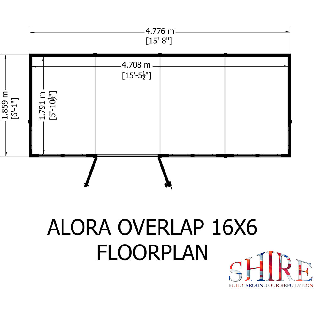 Shire Alora 16 x 6ft Overlap Pent Garden Summerhouse Image 8