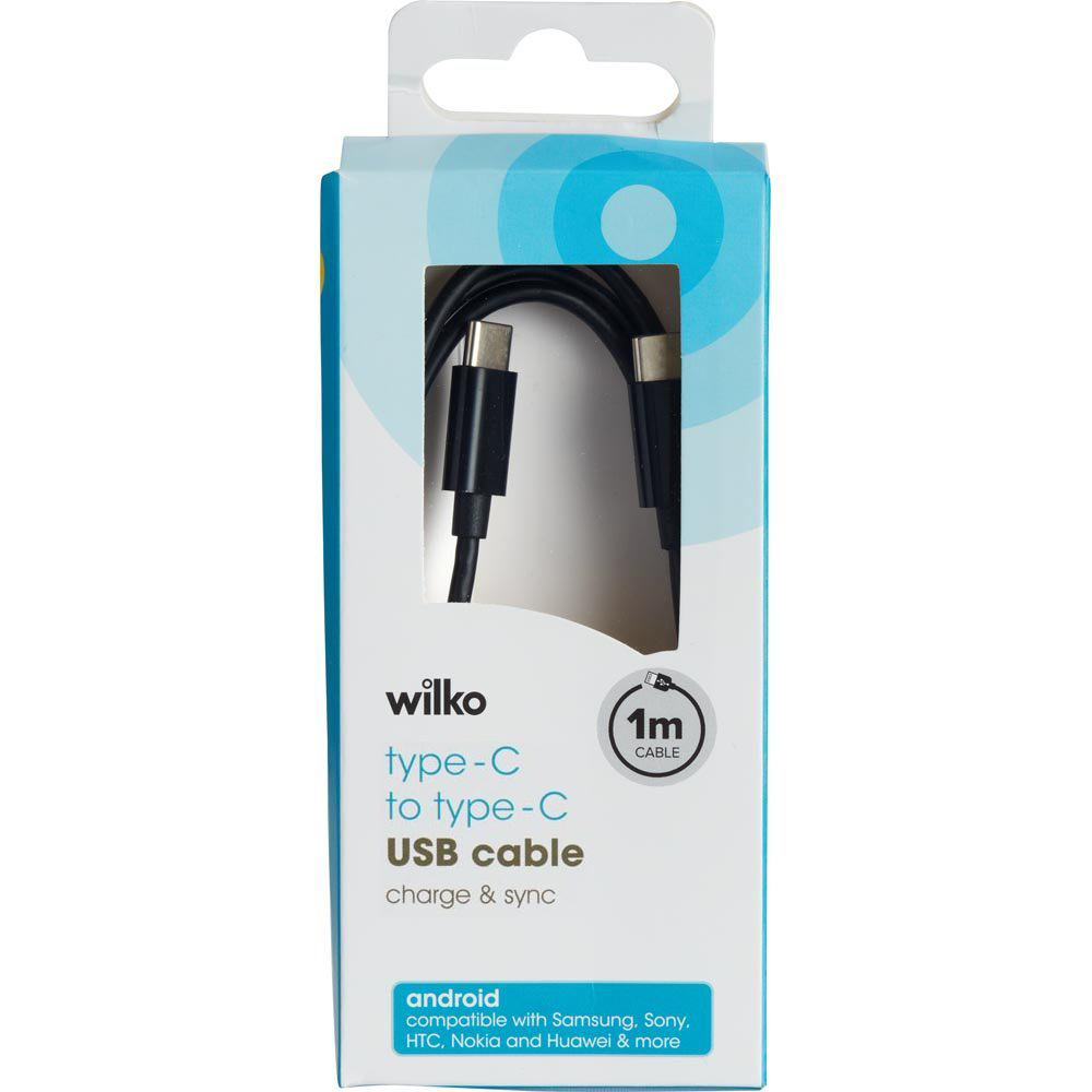 Wilko USB C to USB C Black 1m Wilko