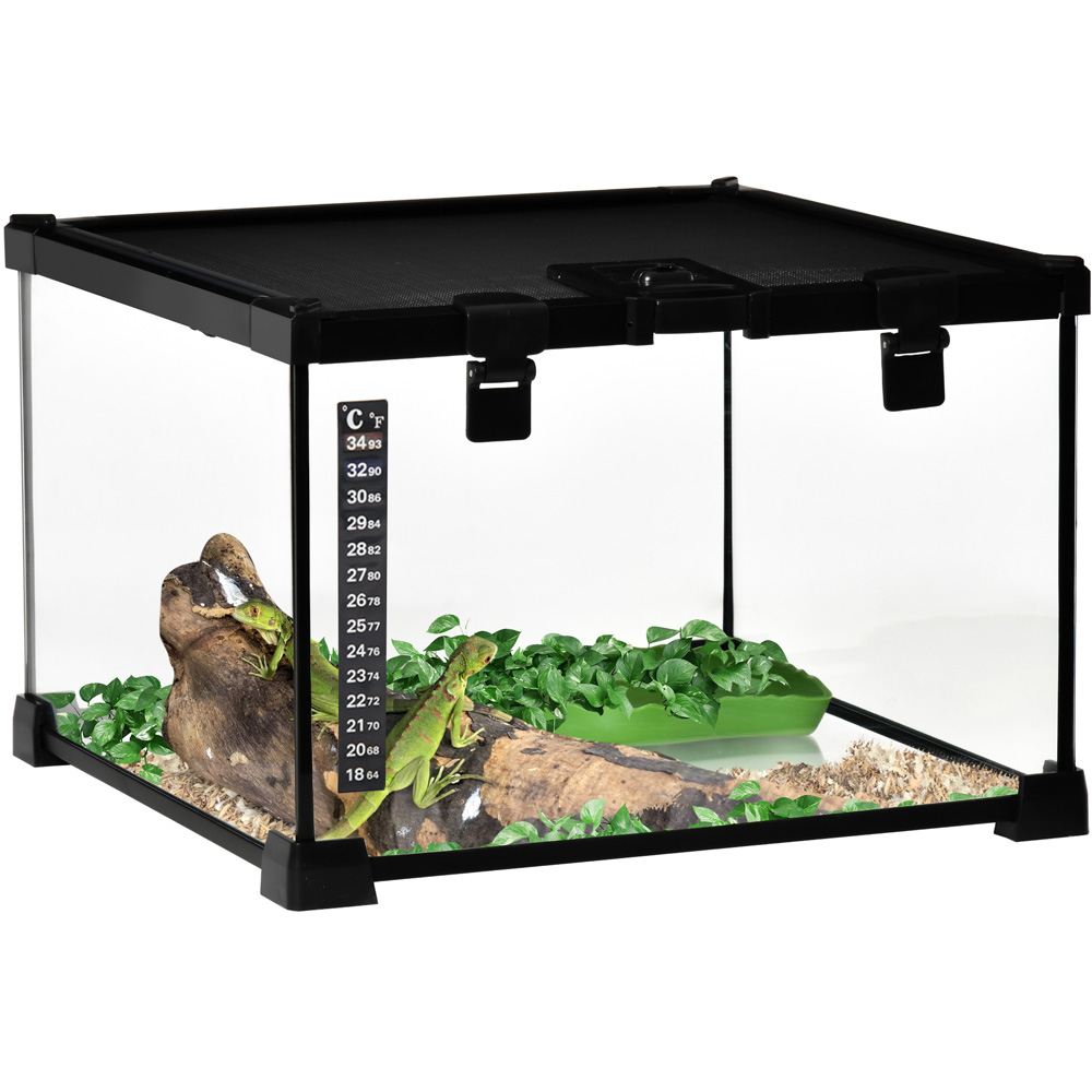 PawHut Black Glass Reptile Terrarium 20 x 30 x 30cm Image 1