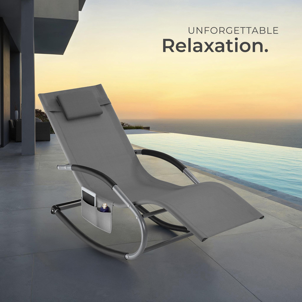 tectake Taya Grey Rocking Sun Lounger Image 8